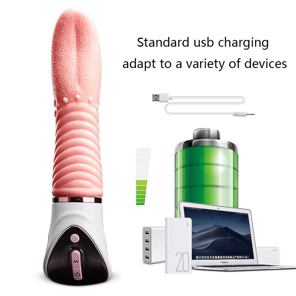 10 speed Vibrating Magic Tongue G-Spot Stimulate Vibrator Licking- USB Rechargeable (Nude) - Image 5