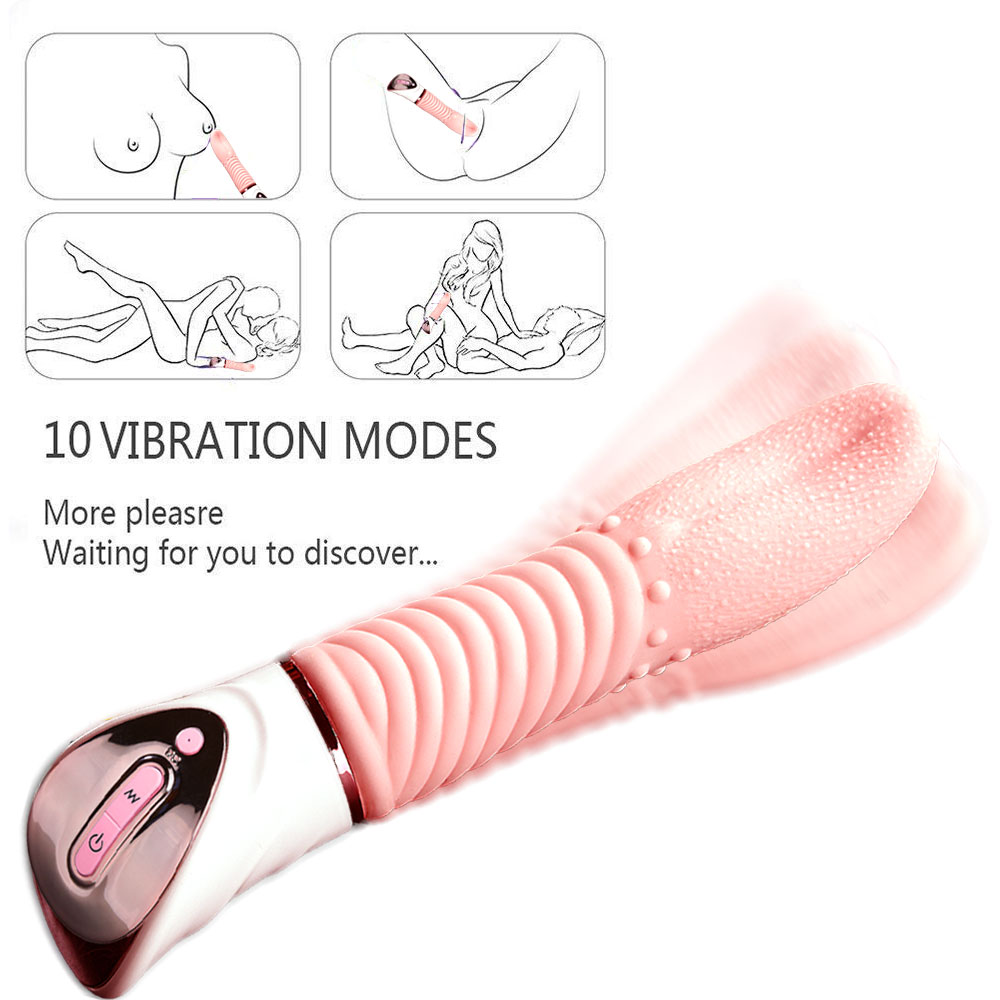 10 speed Vibrating Magic Tongue G-Spot Stimulate Vibrator Licking- USB Rechargeable (Nude) - Image 3