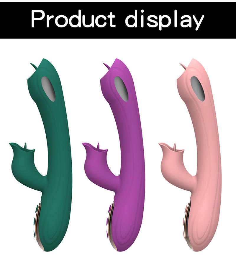 Multiple Frequency USB Double Tongue Lick Vibrator Adult Sex Toy- Purple - Image 4